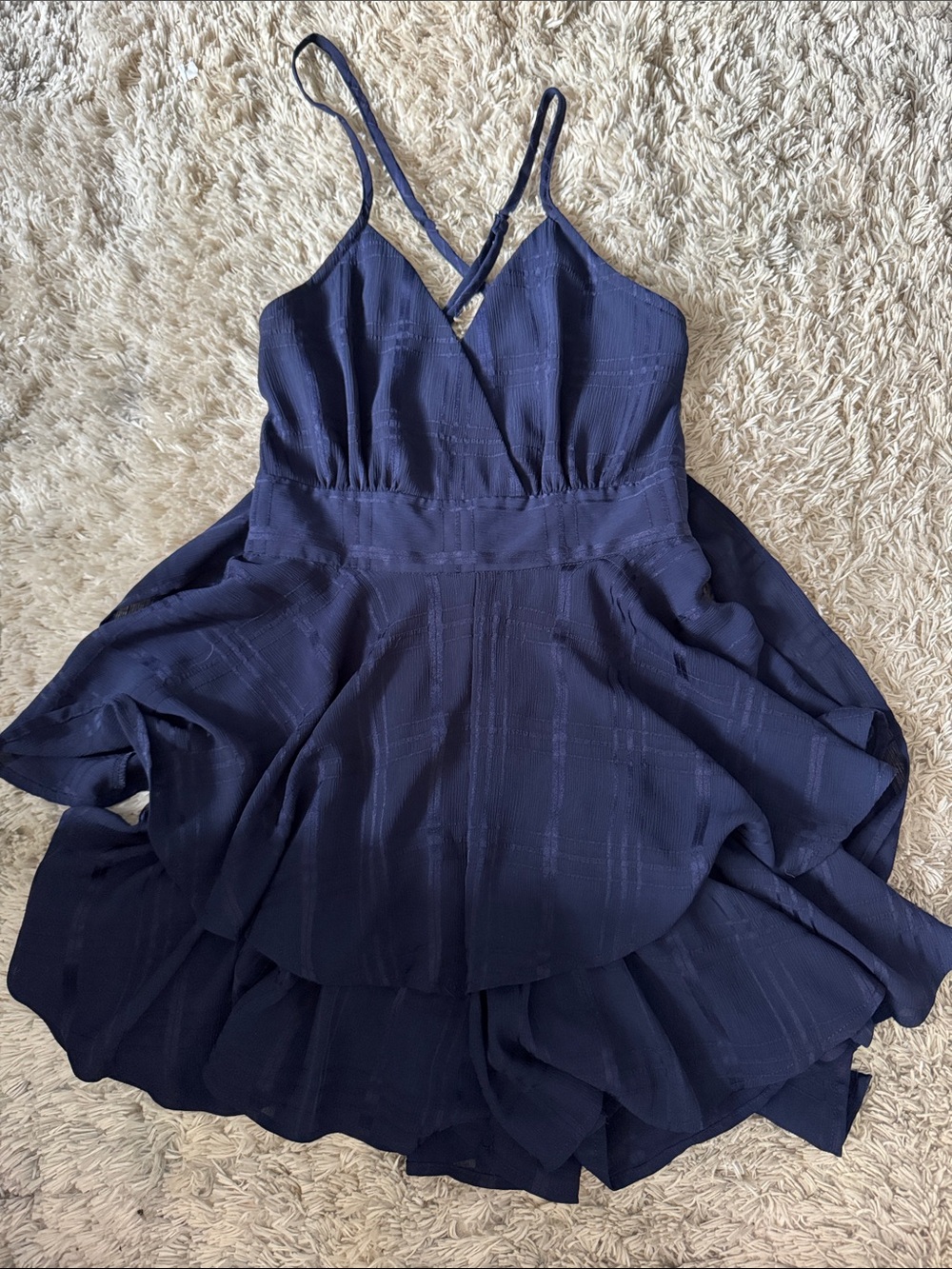 Pink Lily Navy ruffle Romper